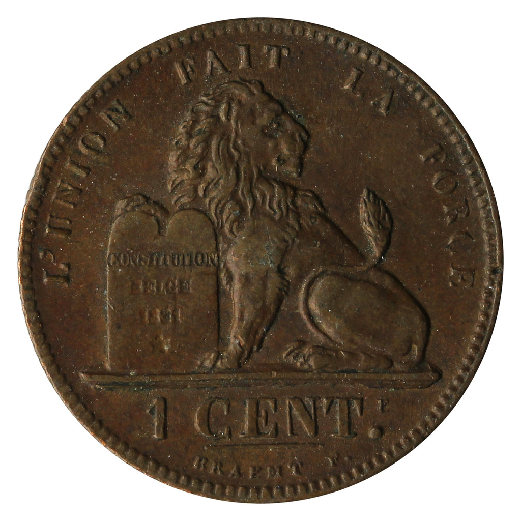 Belgium 1862 Centime Almost Uncirculated (AU-50)