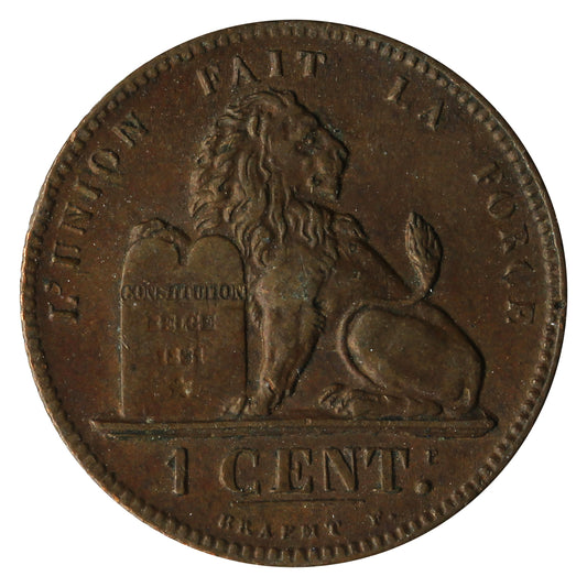 Belgium 1862 Centime Almost Uncirculated (AU-50)