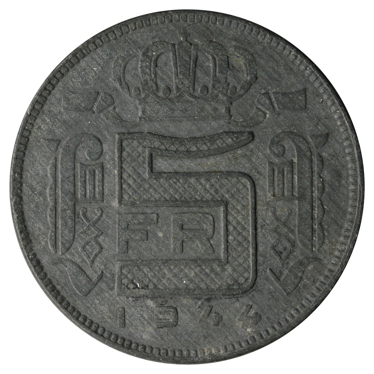 Belgium 1944 5 Francs Almost Uncirculated (AU50)