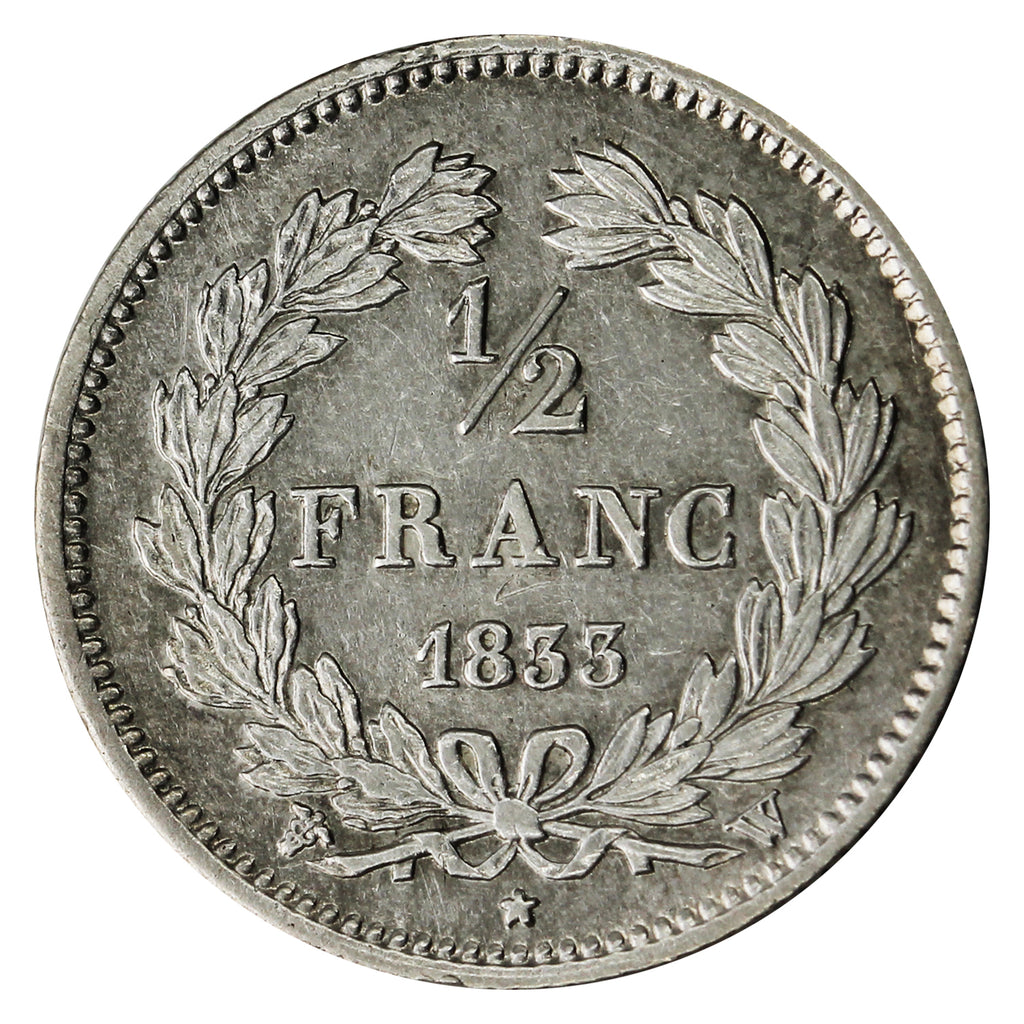 France 1833W 1/2 Franc Extra Fine (EF40)