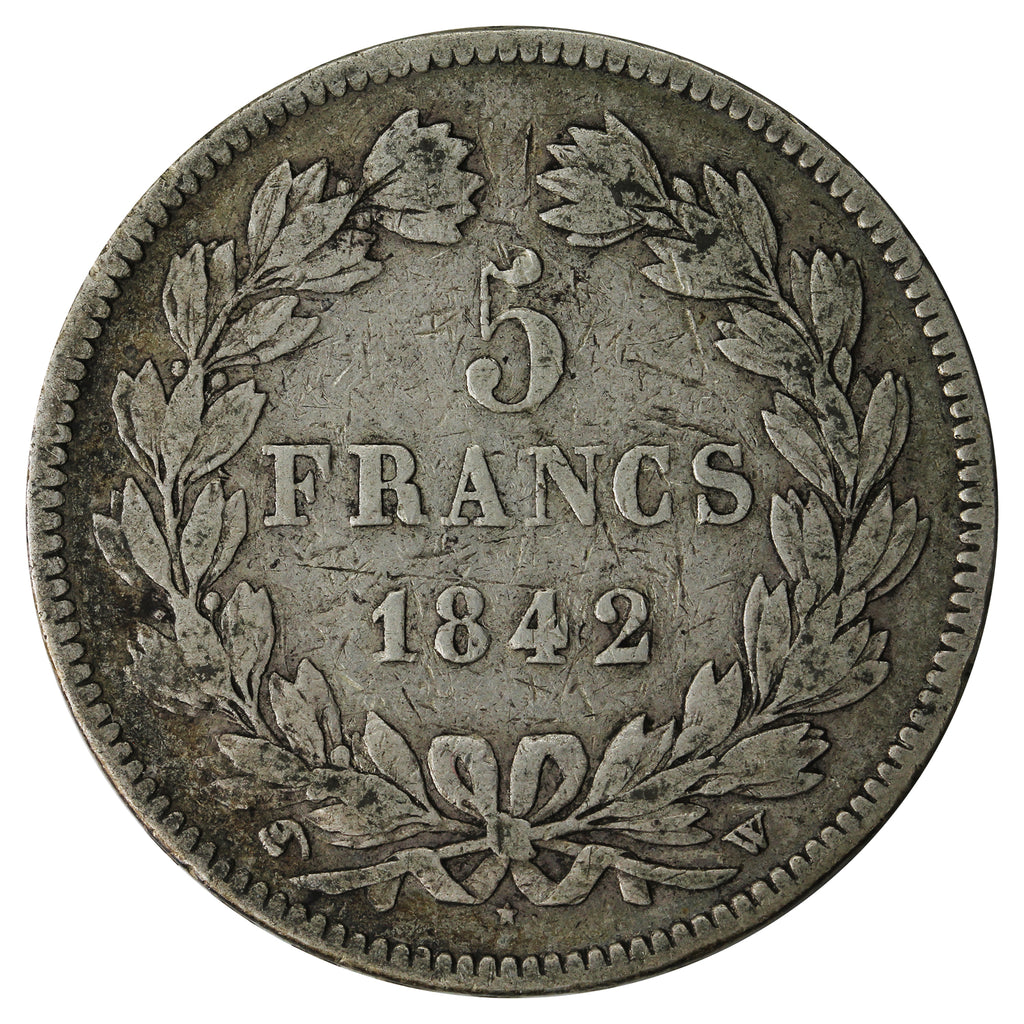 France 1842W 5 Francs F-VF (F15)