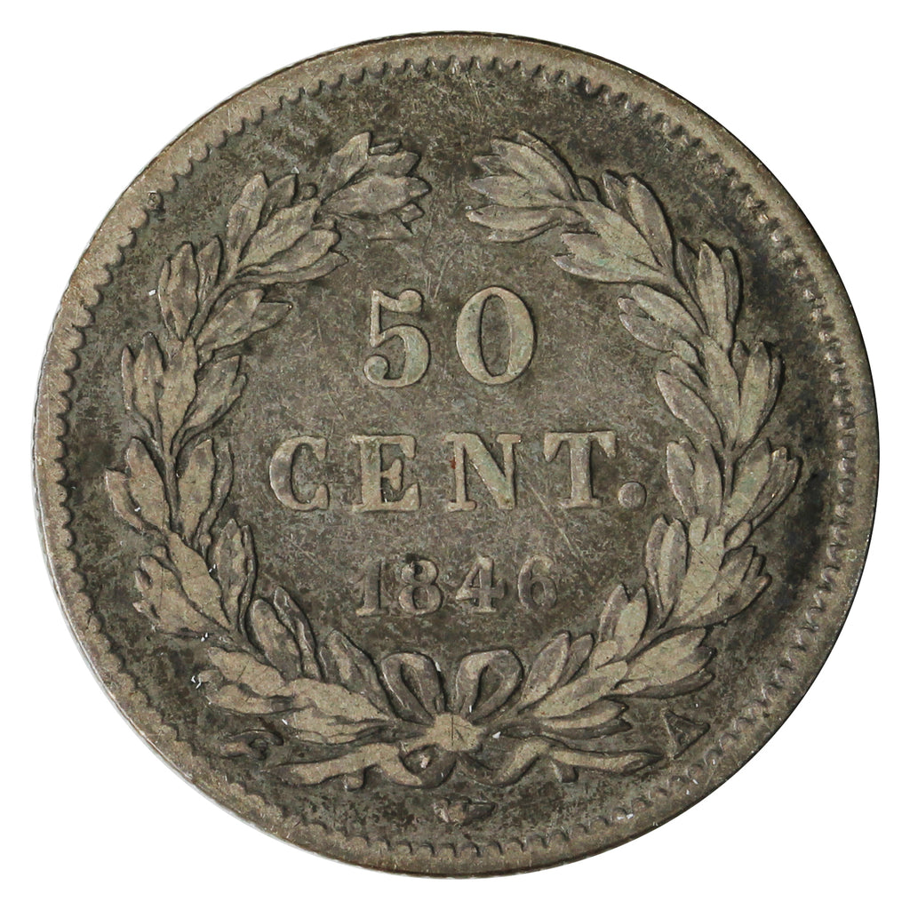France 1846A 50 Centimes F-VF (F15)