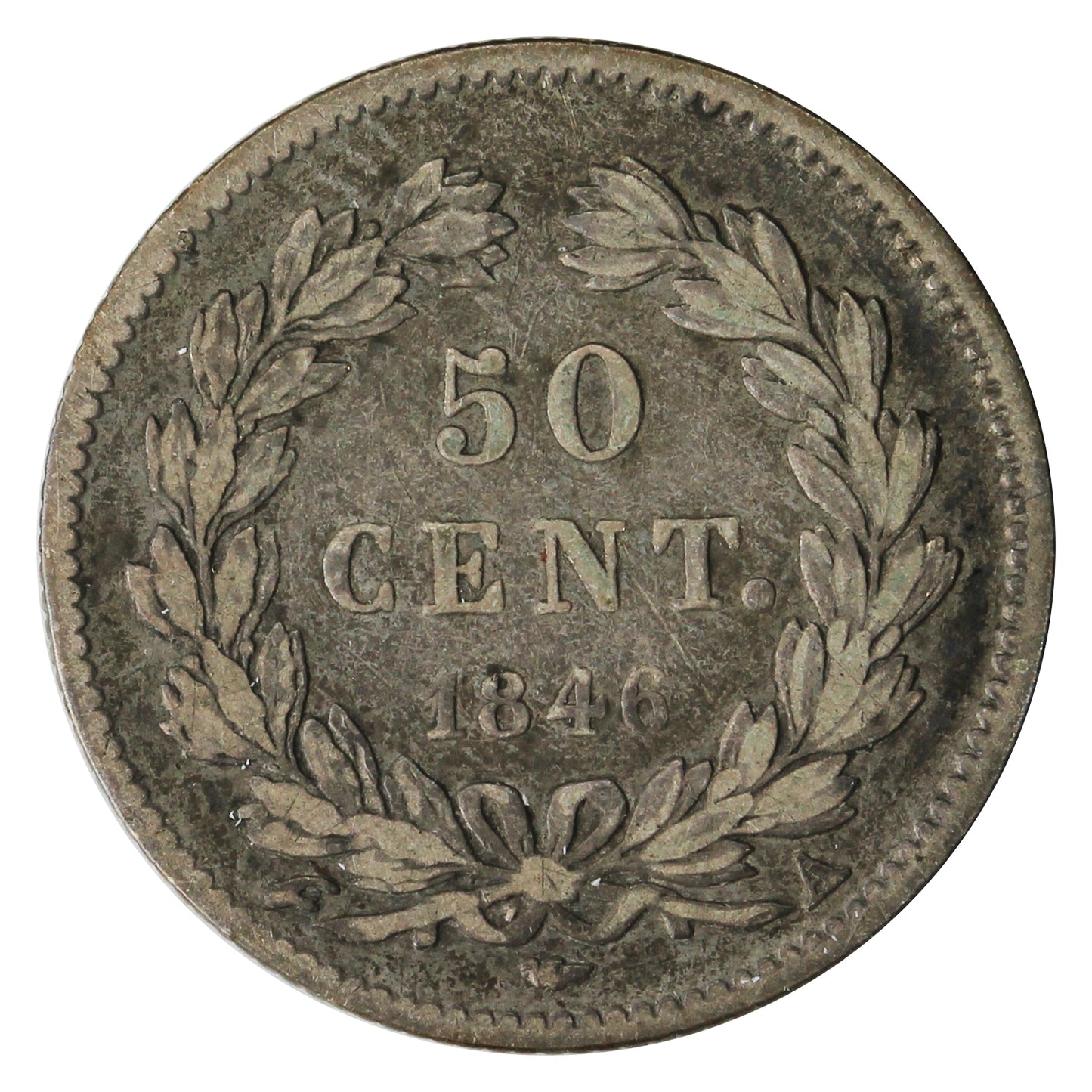 France 1846A 50 Centimes F-VF (F15)