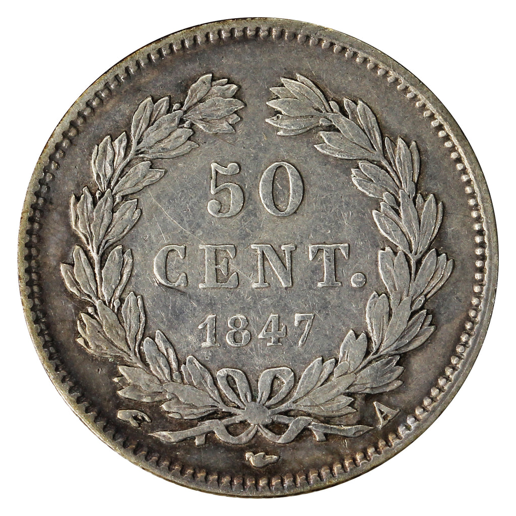 France 1847A 50 Centimes F-VF (F15)