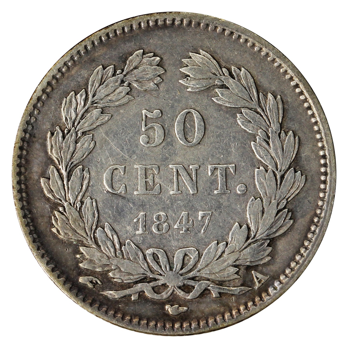 France 1847A 50 Centimes F-VF (F15)