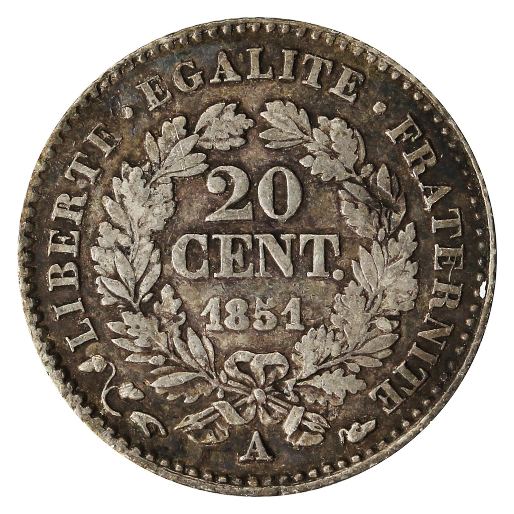 France 1851A 20 Centimes VF-EF (VF30)