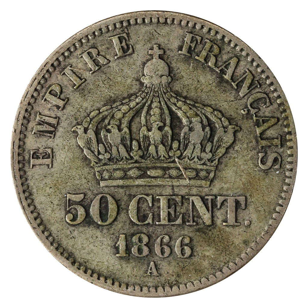 France 1866A 50 Centimes VF-EF (VF30)