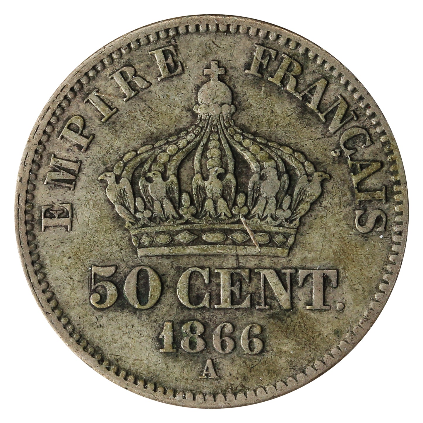 France 1866A 50 Centimes VF-EF (VF30)