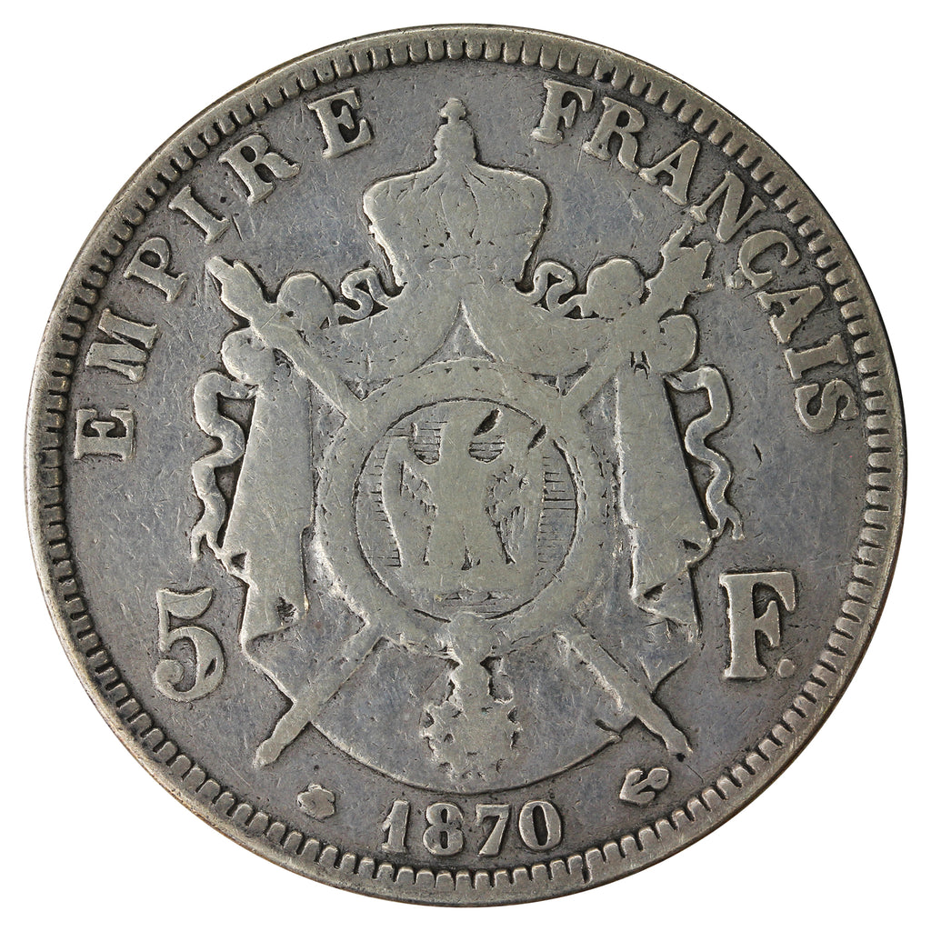 France 1870A 5 Francs Very Good (VG8)