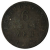 German States Hessen-Darmstadt 1837 6 Kreuzers Very Good (VG8)
