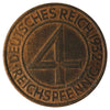 German Weimar Republic 1932J 4 Pfennig EF-AU (EF45)