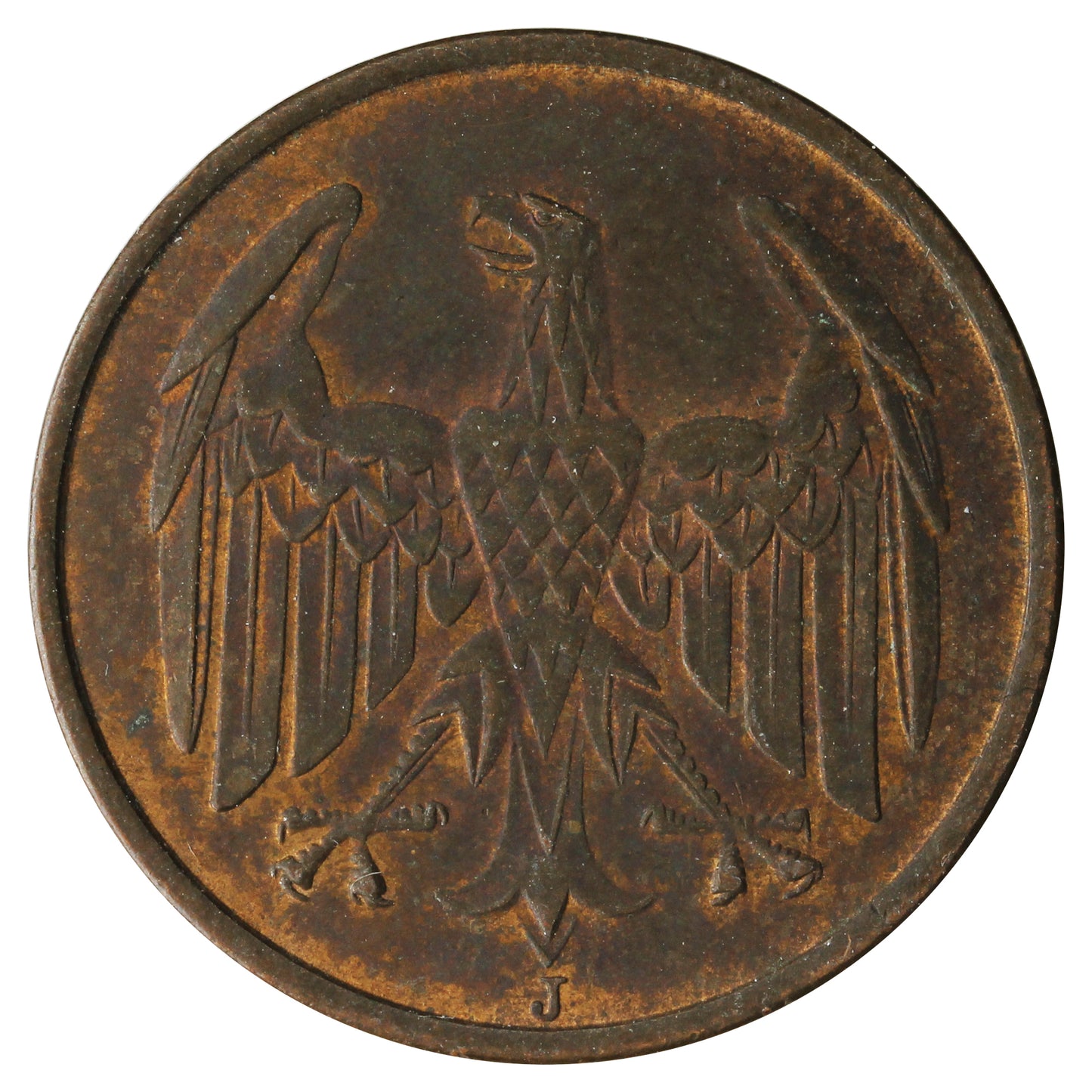 German Weimar Republic 1932J 4 Pfennig EF-AU (EF45)