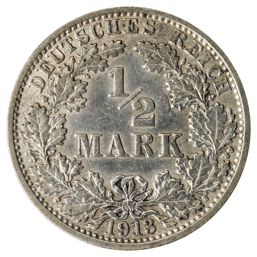 German Empire 1913J 1/2 Mark Very Fine (VF20)
