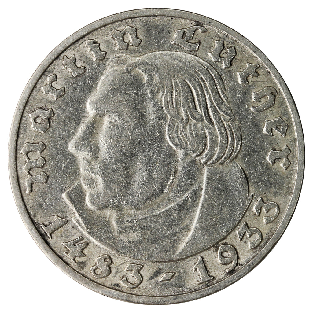 German Third Reich 1933J 2 Marks Very Fine (VF20)