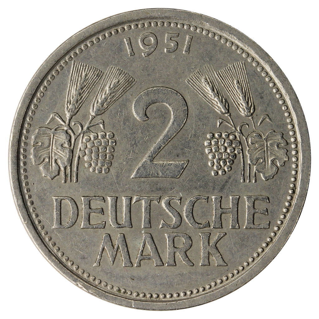 German Federal Republic 1951J 2 Marks Very Fine (VF20)