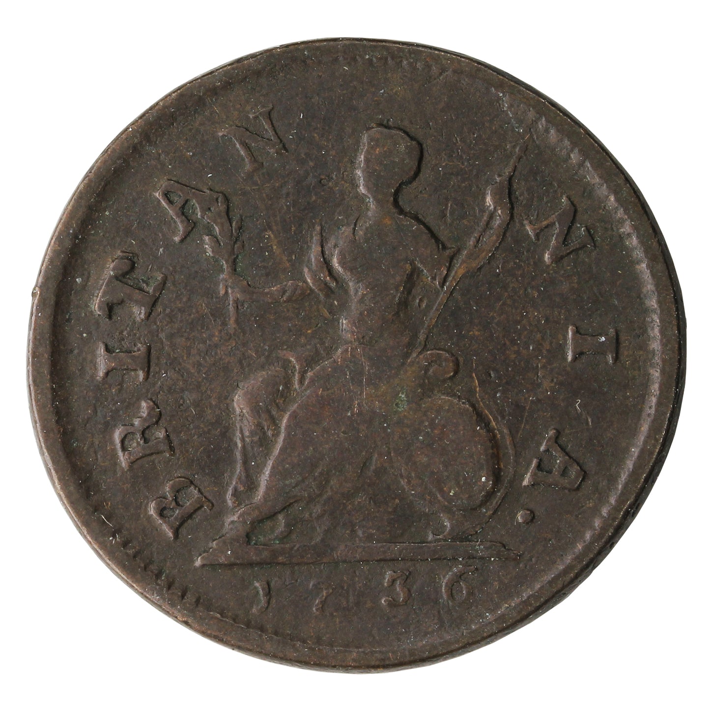 Great Britain 1736 George II Farthing Fine (F12)