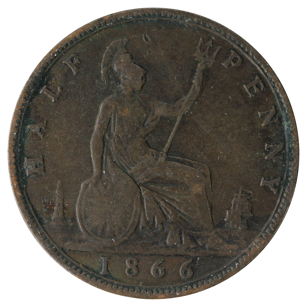 Great Britain 1866 1/2 Penny Fine (F12)