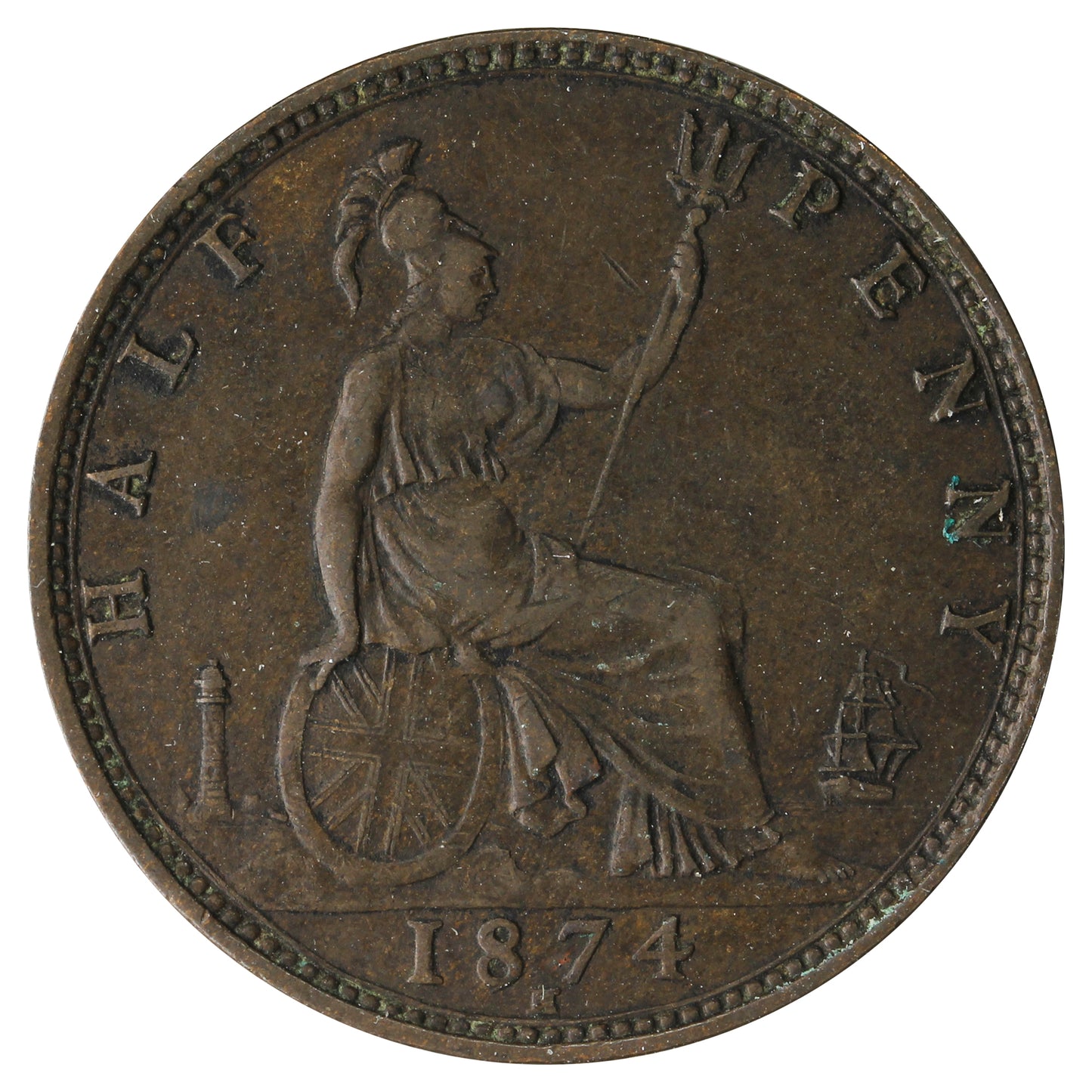 Great Britain 1874 1/2 Penny Very Fine (VF20)
