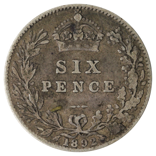 Great Britain 1892 6 Pence Very Fine (VF20)