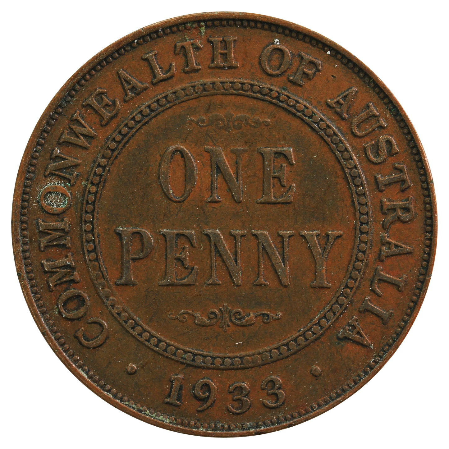 Australia 1933 Penny Extra Fine (EF-40)