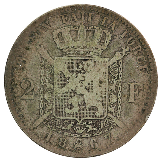 Belgium 1867 2 Francs Fine (F-12)