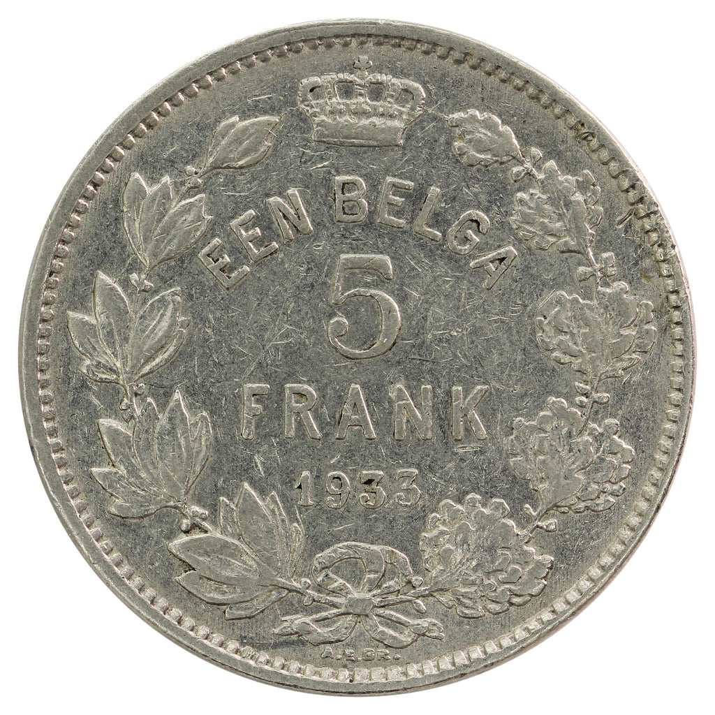 Belgium 1933 Dutch 5 Francs F-VF (F15)