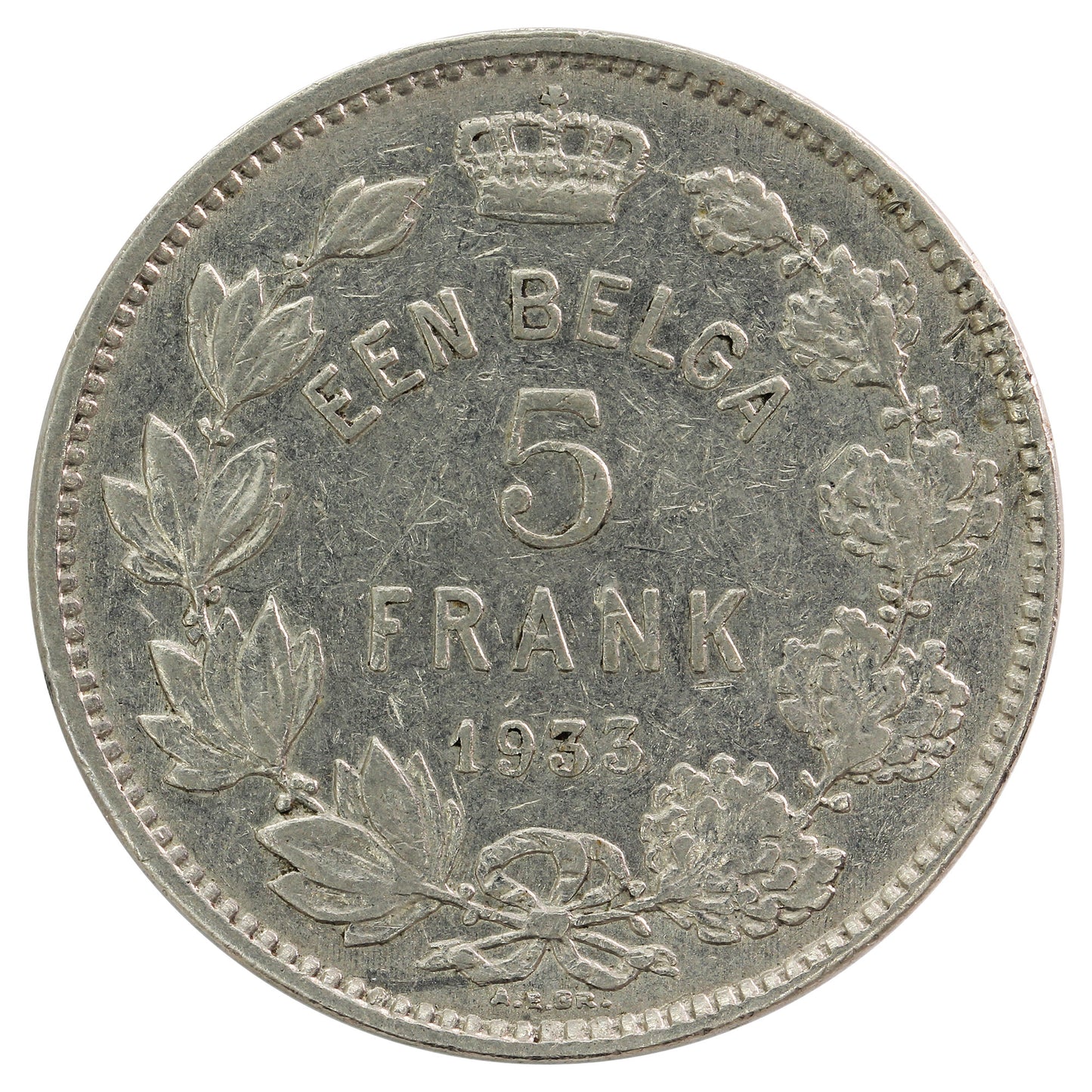 Belgium 1933 Dutch 5 Francs F-VF (F15)