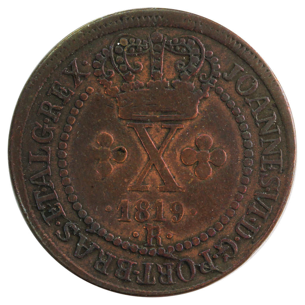 Brazil 1819R 10 Reis Very Fine (VF20)