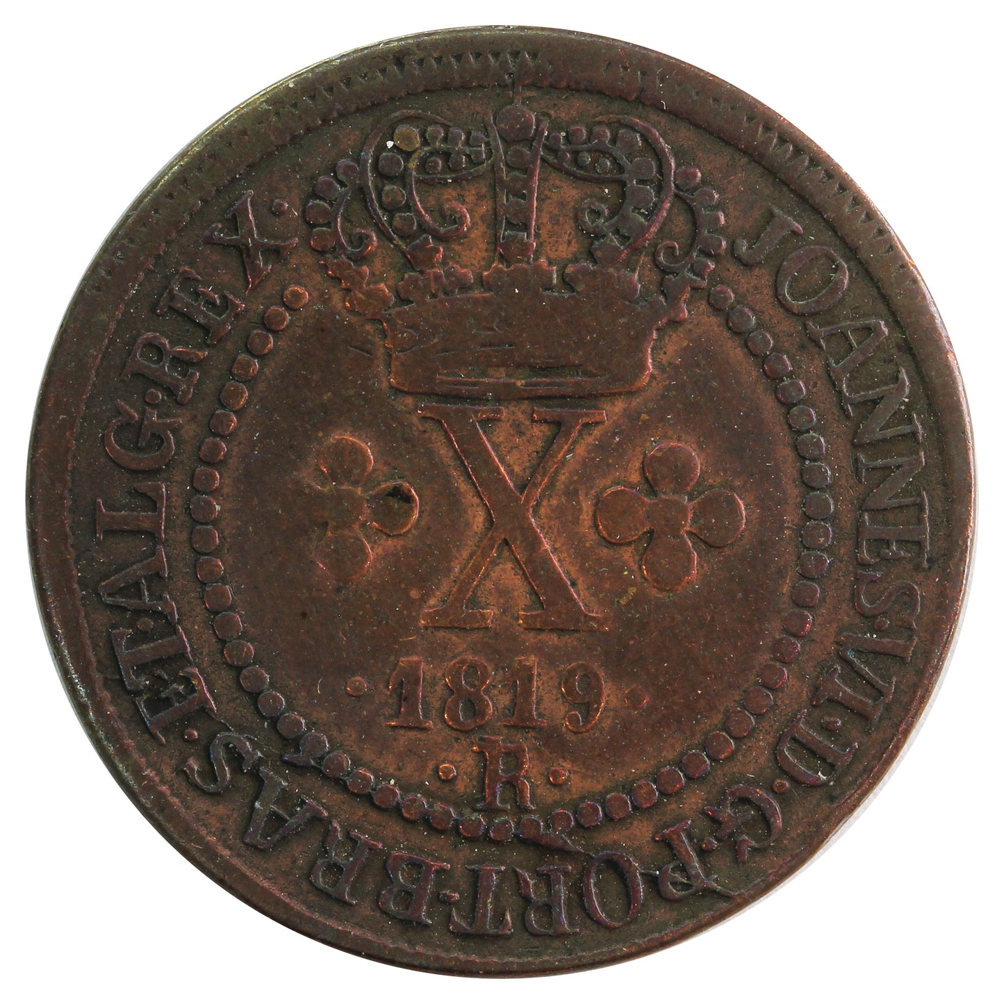 Brazil 1819R 10 Reis Very Fine (VF20)