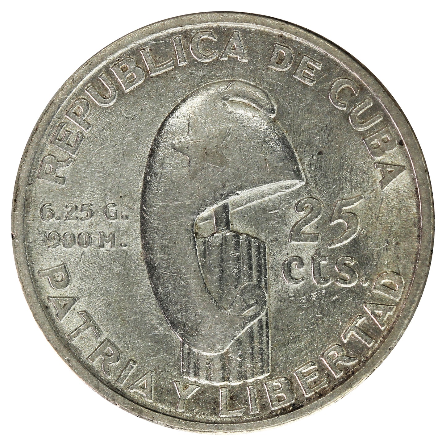 Cuba 1953 25 Centavos Extra Fine (EF40)