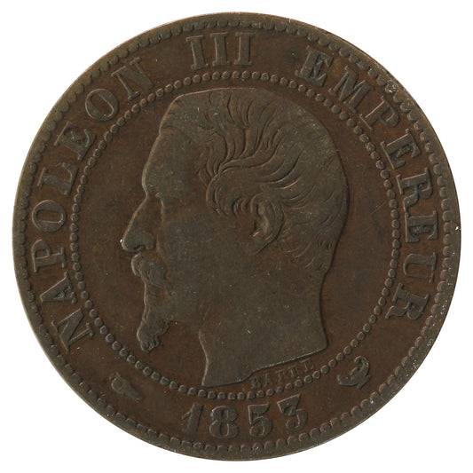 France 1853W 5 Centimes Very Fine (VF20)