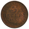 German States 1866 Hesse-Cassel 3 Heller Very Fine (VF20)