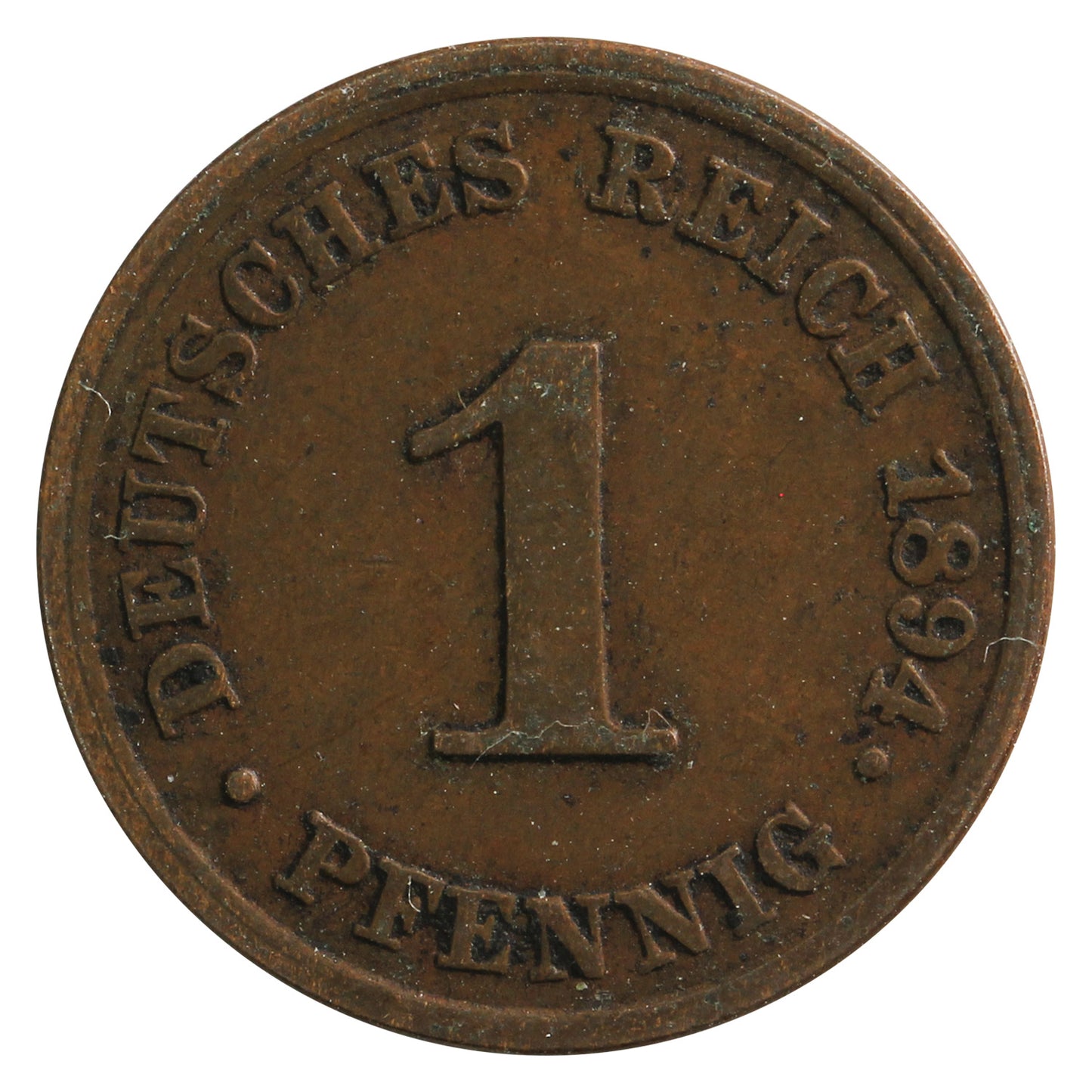 German Empire 1894J Pfennig Very Fine (VF20)