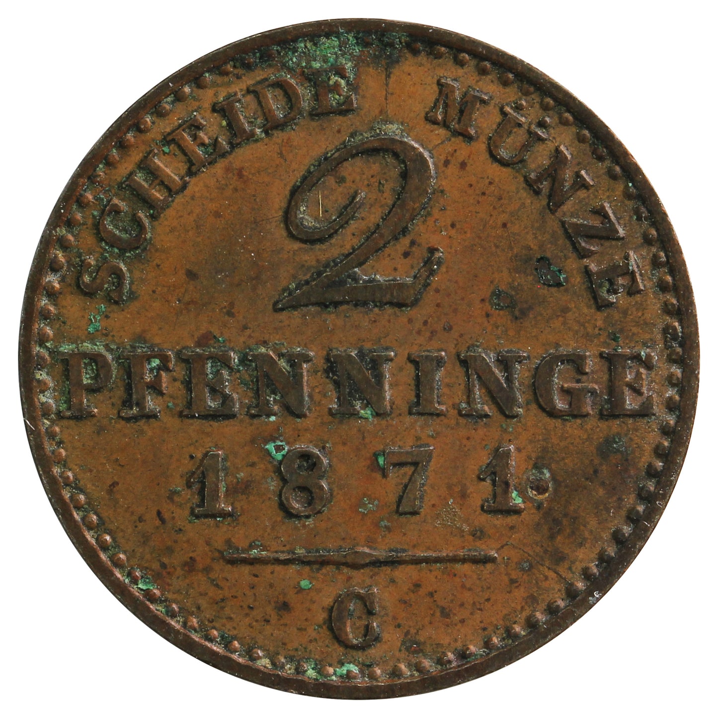 German States 1871C Prussia 2 Pfennig Extra Fine (EF40)