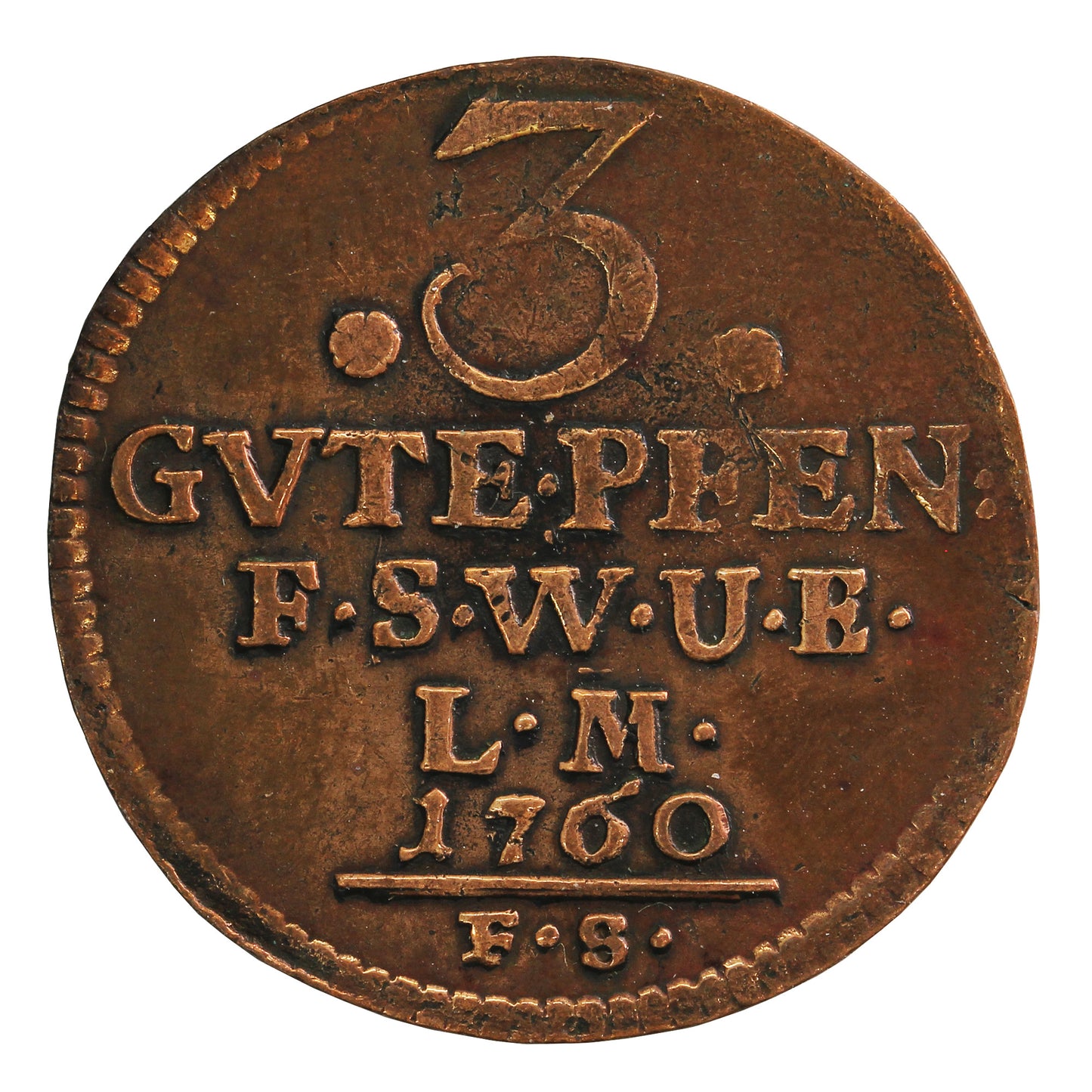 German States 1760 Saxe-Weimar 3 Pfennig Fine (F12)