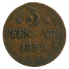German States 1859 Rostock 3 Pfennig Fine (F12)