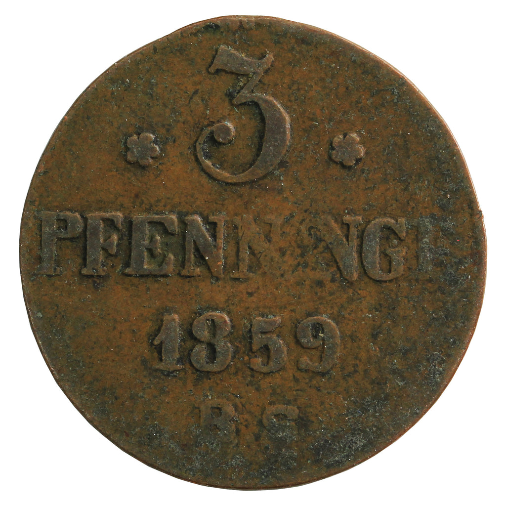 German States 1859 Rostock 3 Pfennig Fine (F12)