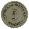 German Empire 1876F 5 Pfennig Very Fine (VF20)