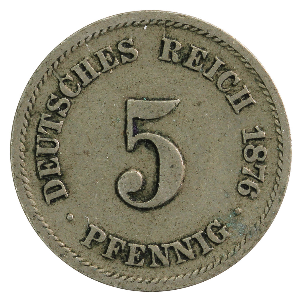 German Empire 1876F 5 Pfennig Very Fine (VF20)