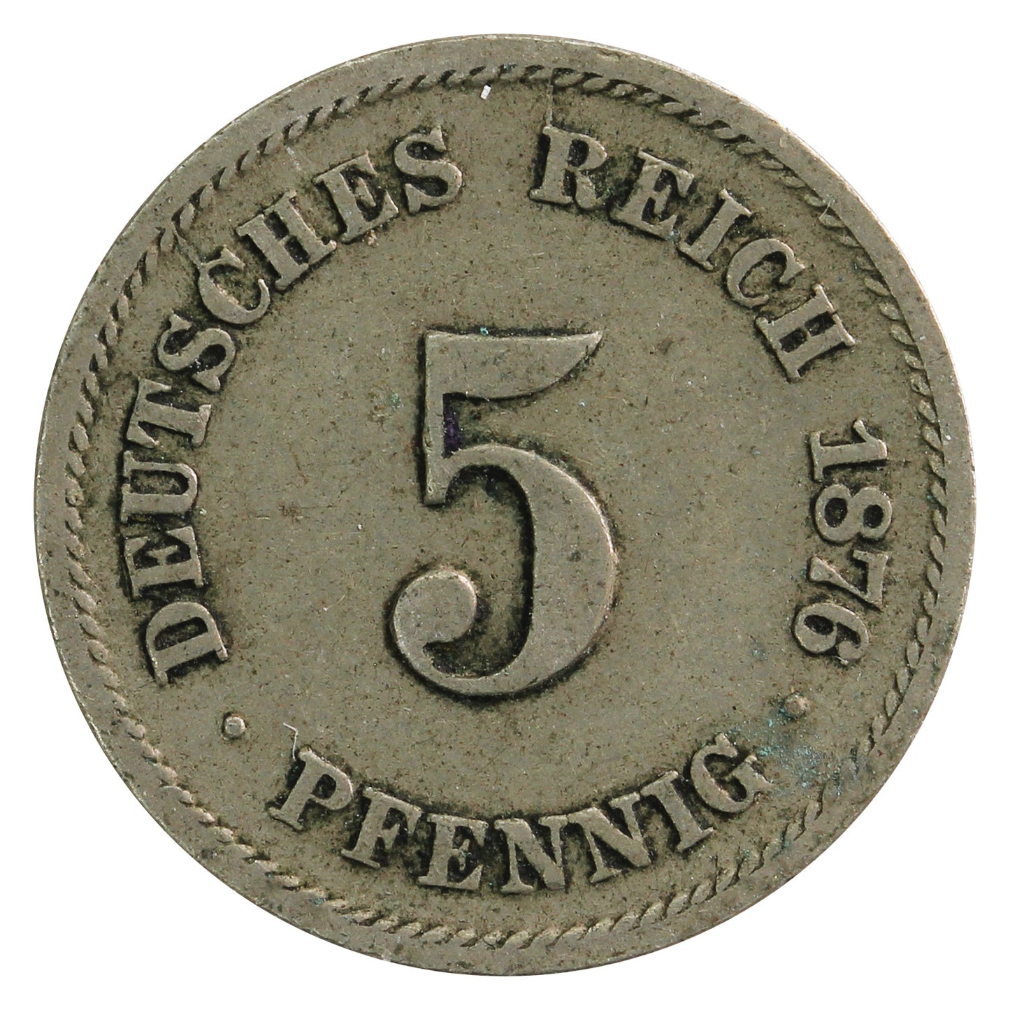 German Empire 1876F 5 Pfennig Very Fine (VF20)