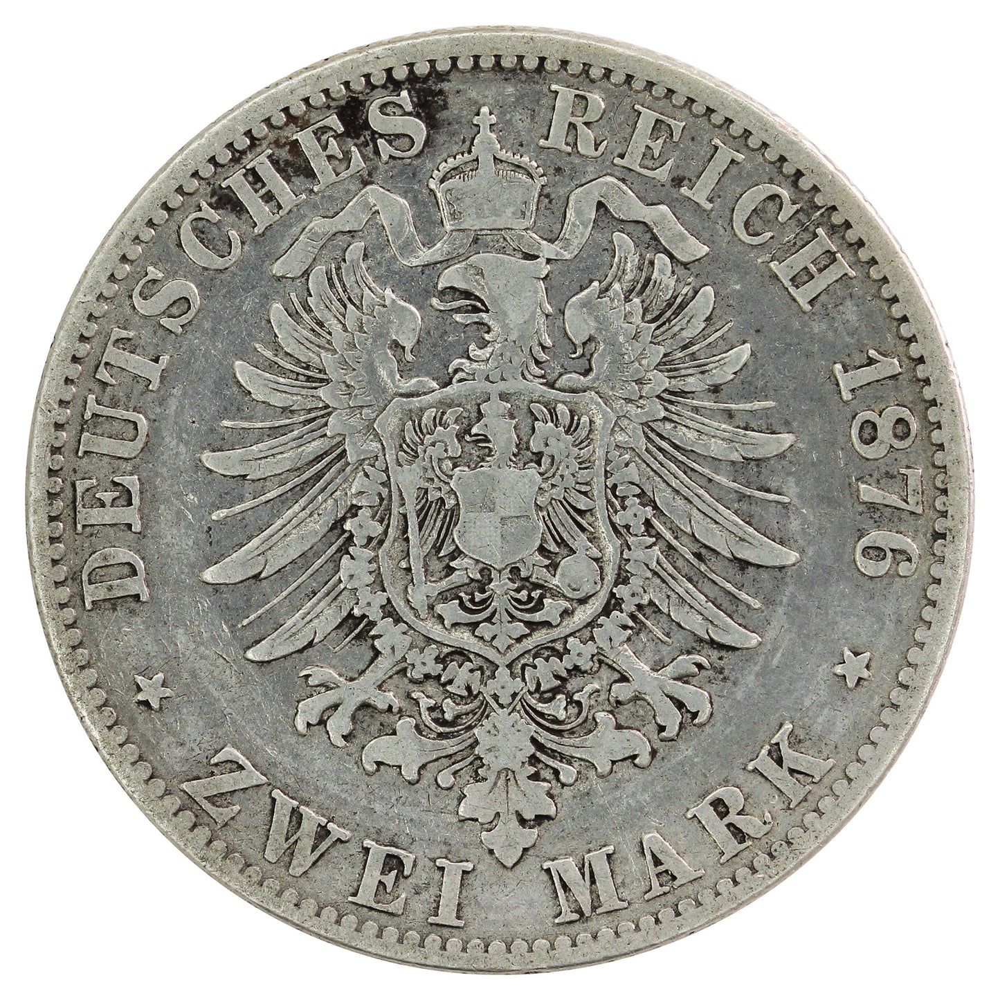 German States 1876J Hamburg 2 Marks F-VF (F15)