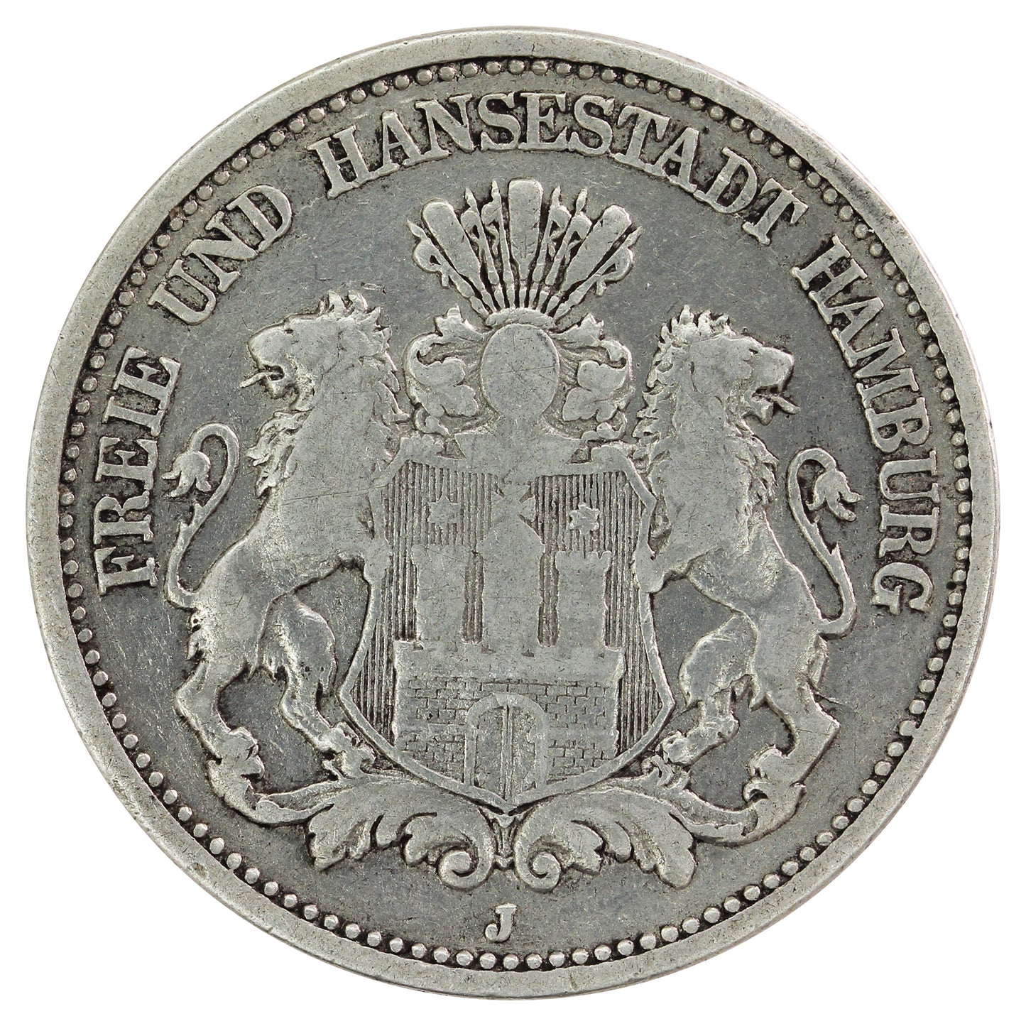 German States 1876J Hamburg 2 Marks F-VF (F15)