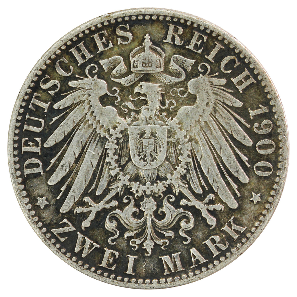 German States 1900D Bavaria 2 Marks Very Fine (VF20)
