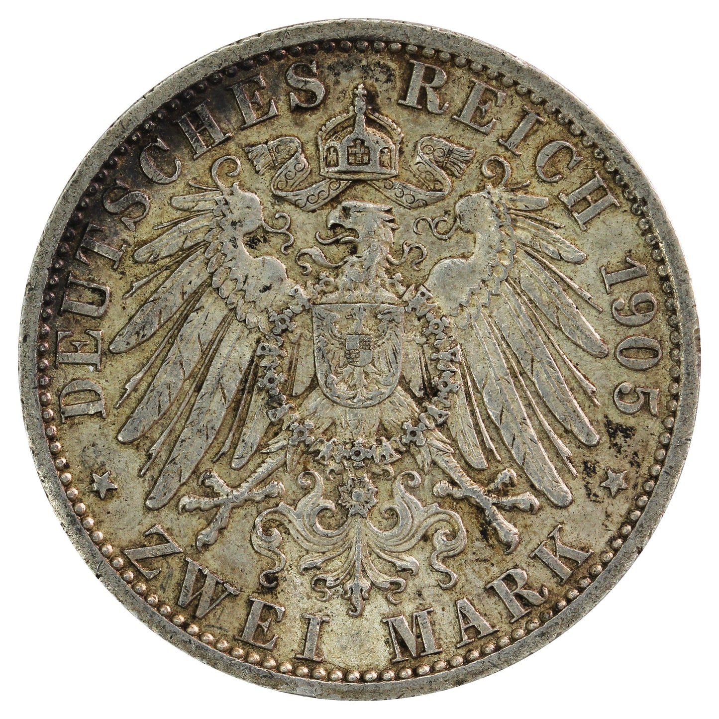 German States 1905A Prussia 2 Marks Extra Fine (EF40)