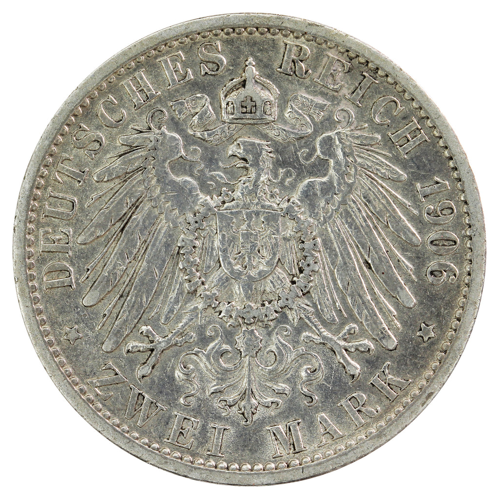 German States 1906A Prussia 2 Marks VF-EF (VF30)