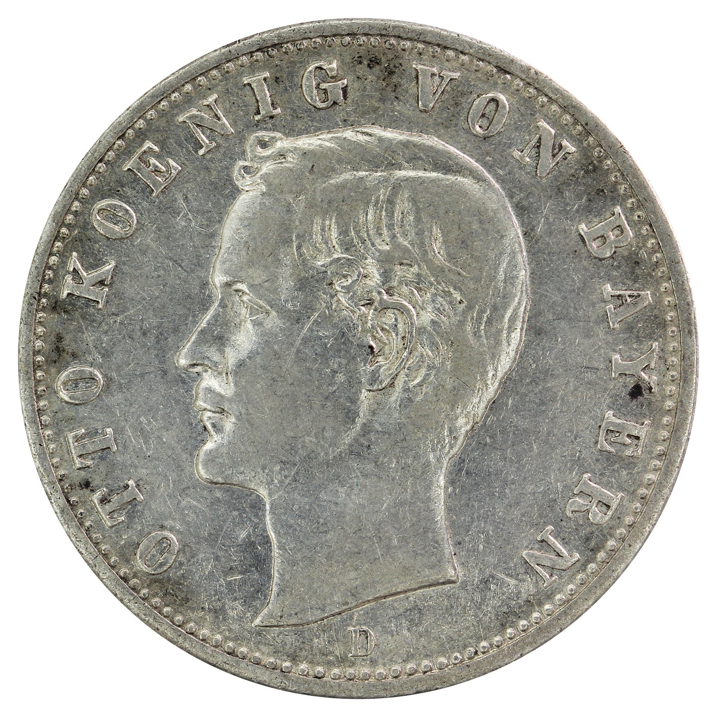 German States 1907D Bavaria 2 Marks Extra Fine (EF40)