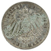 German States 1909D Bavaria 3 Marks Almost Uncirculated (AU50)