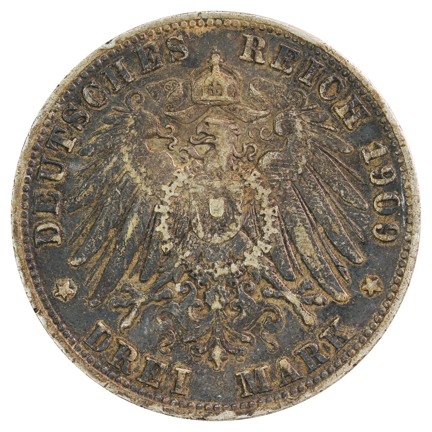 German States 1909F Wurttemberg 3 Marks Extra Fine (EF40)