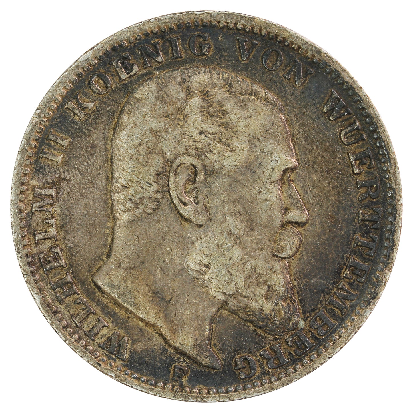 German States 1909F Wurttemberg 3 Marks Extra Fine (EF40)
