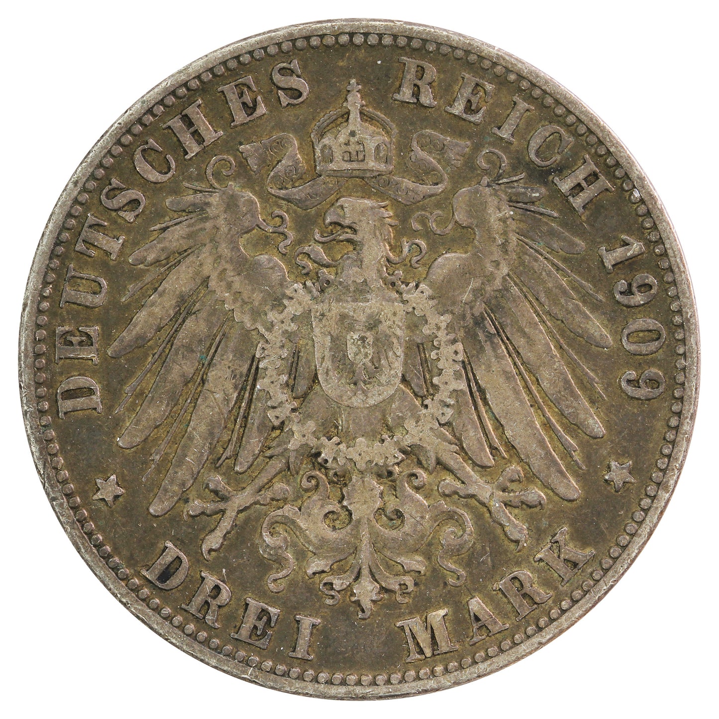 German States 1909F Wurttemberg 3 Marks VF-EF (VF30)